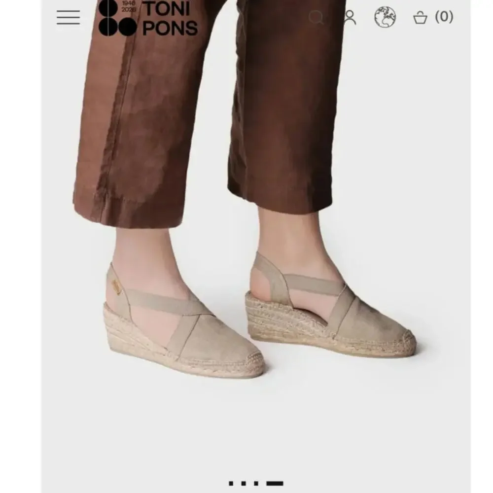 TONI PONS TER Medium Wedge Vegan Espadrilles in Stone, sz 40 EU / 9 US
